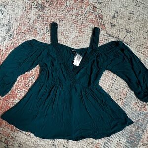 Torrid Dark Teal Off-Shoulder Blouse
